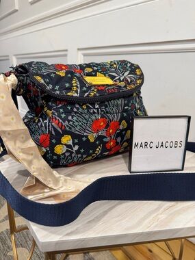 Marc Jacobs Natasha Quilted Floral Crossbody Blue with Red & Yellow Flowers
